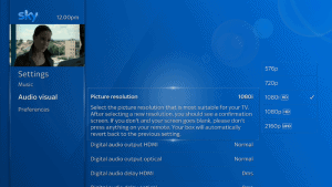 Sky Q Resolution Settings