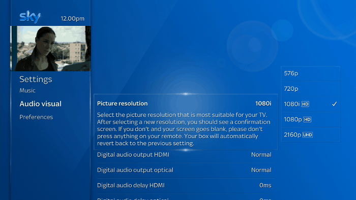 Sky Q Resolution Settings