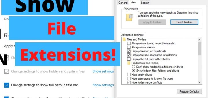Show File Extensions in Windows 10